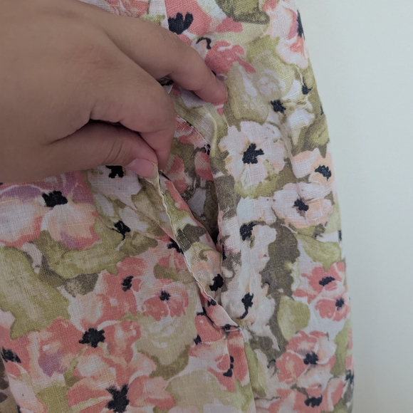 J. Jill Floral Linen Mini Dress in Pink and Green Pastel Colors, L - Picture 7 of 10